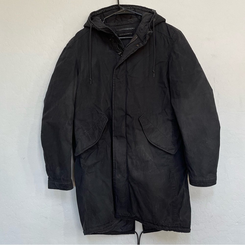 AllSaints Den parka jacket in black size XS